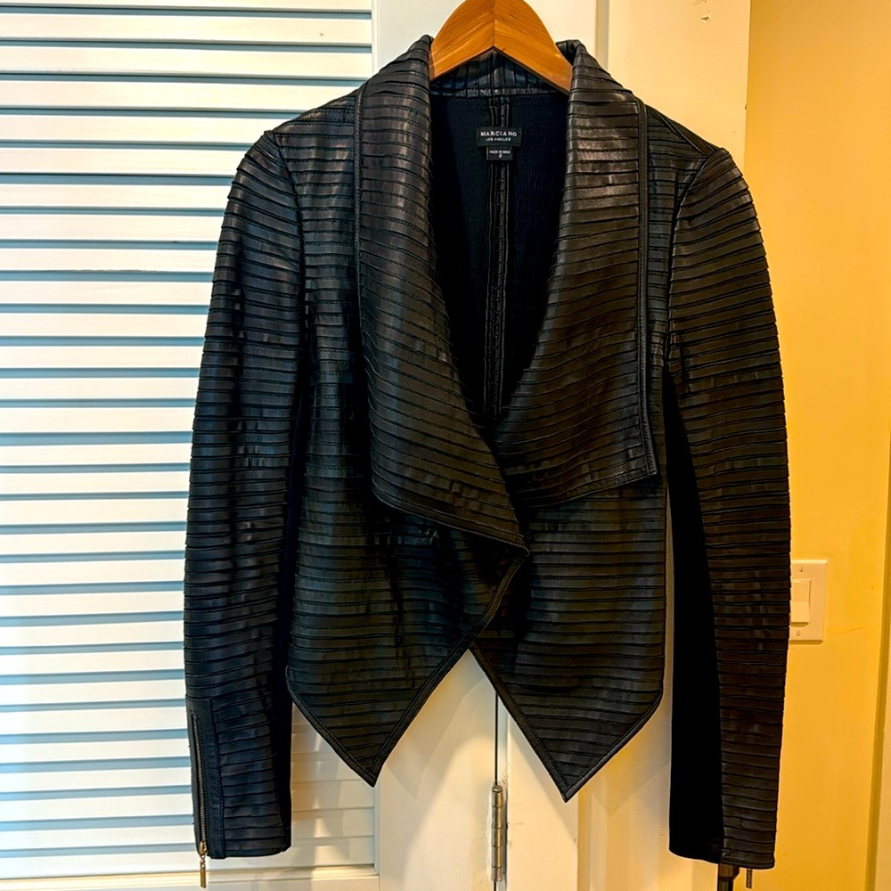 Marciano Shayna Drape Leather Jacket Size 2